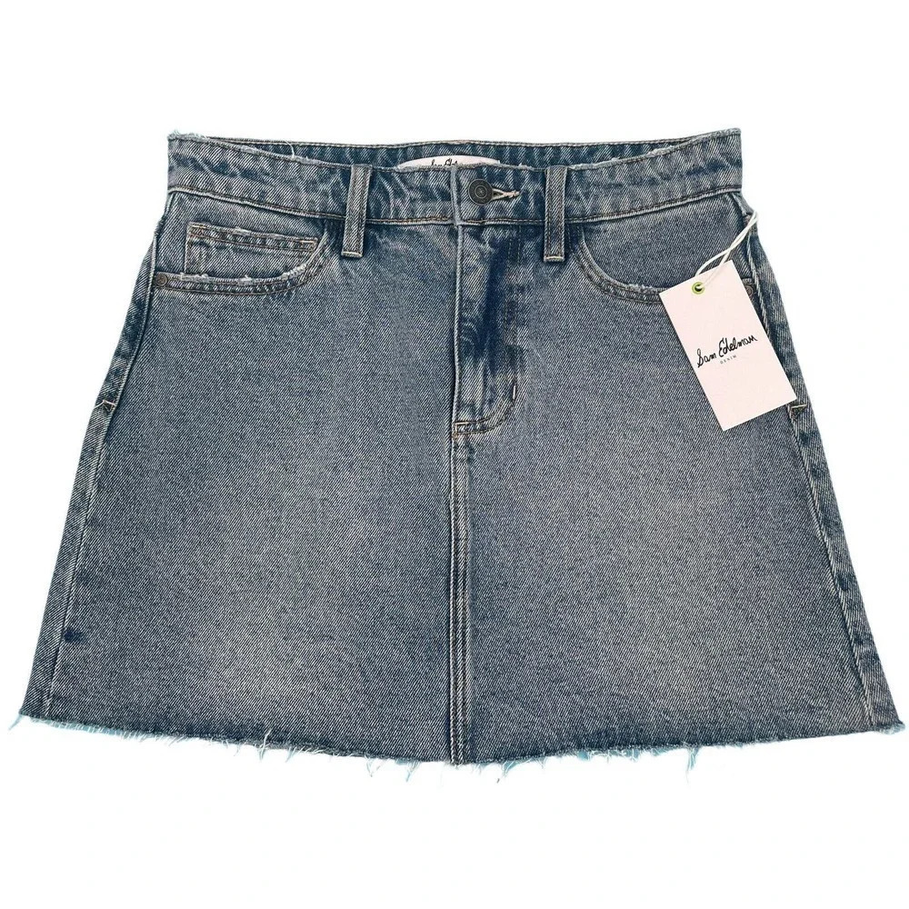 Sam Edelman The Jenny Denim Jean Mini Skirt Raw Hem Size 2/26